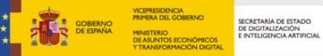 Imagen que incluye el logo e información del gobierno de España